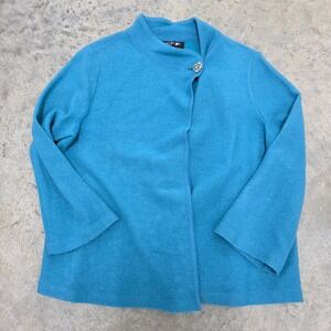 JONES NEW YORK COLLECTION Teal Blue Embellished Collar Jacket Cardigan Women's L